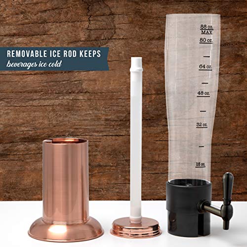 Hammer + Axe Beverage Dispenser – 88 oz Party Drink Dispenser with Ice Tube & Tap| Drink Fountain for Beer, Water, Iced Te...