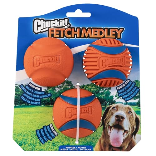 Chuckit! Dog Balls - Interactive Dog Toys, High-Bounce Fetch Ball, Ultra and Rugged Balls, Durable - Size Medium, 2.5-inch...