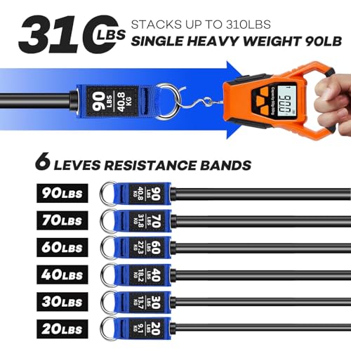 Heavy Resistance Bands for Working Out, NITEEN Resistance Bands with Handles Weight Exercise Bands for Men Women, Workout ...