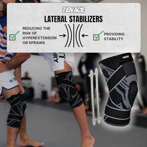 Tenace BJJ Knee Brace Grappling - Compression Knee Pad for Jiu Jitsu, MMA, Muay Thai, Wrestling, Judo - High Durability an...