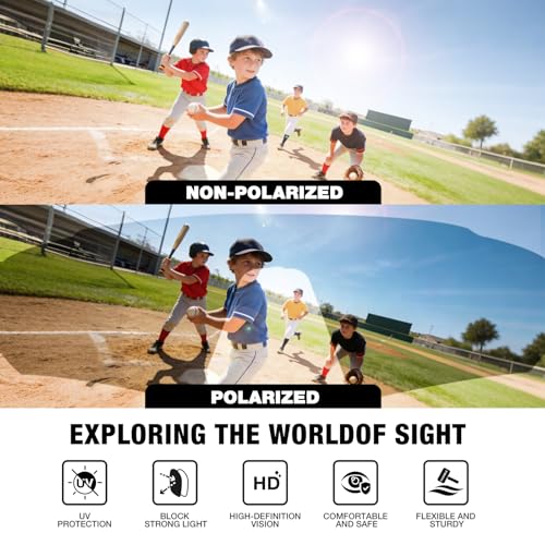 RIVBOS Youth Baseball Sunglasses for Kids(Boys&Girls) Polarized UV Protection Cycling Glasses RYS008