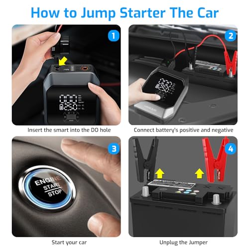 LISIXLIUYI Car Jump Starter with Air Compressor (3.5L Gas / 4.0L Diesel) 12V Auto Battery Booster Pack Jump Box 1000A Peak...