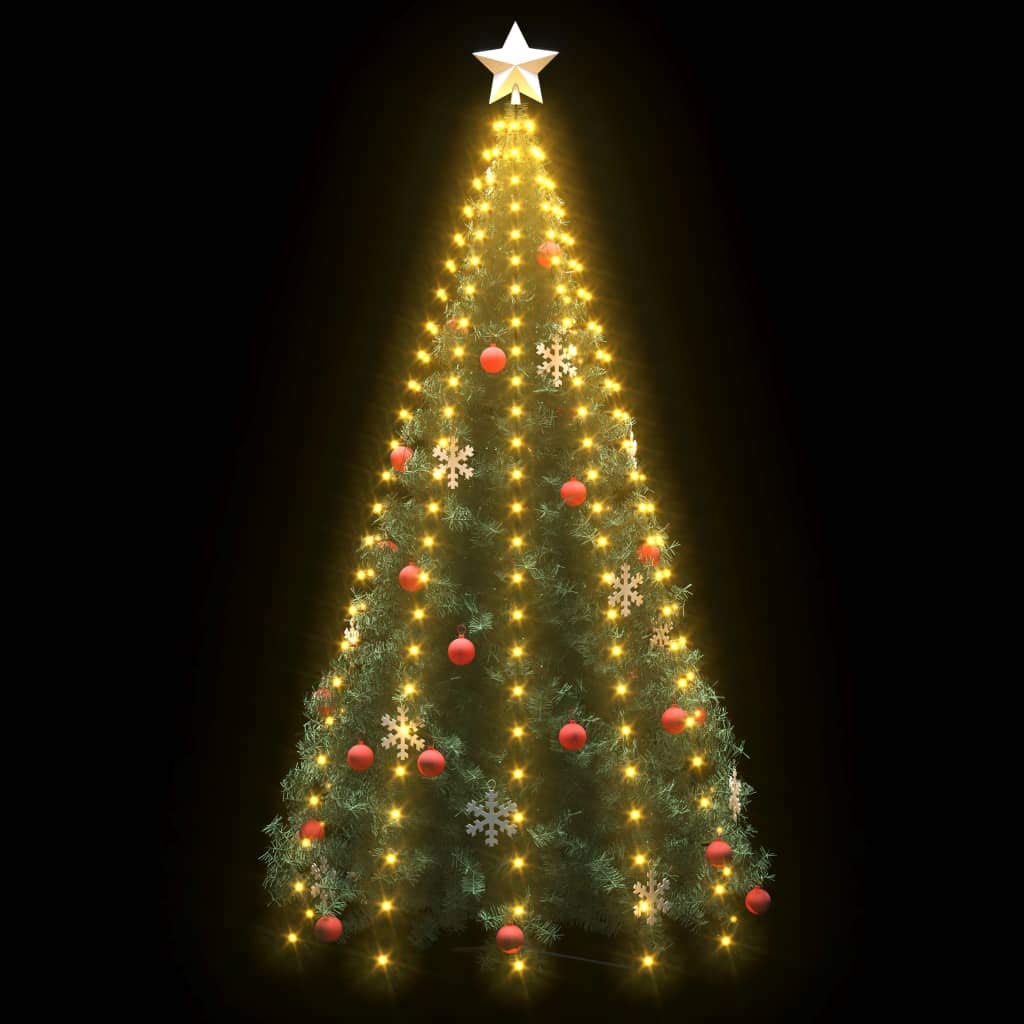 vidaXL Christmas Tree Net Lights, 250 Warm White LEDs, 98.4in, Waterproof, USB Connector, Dark Green PVC Material, Model 51280