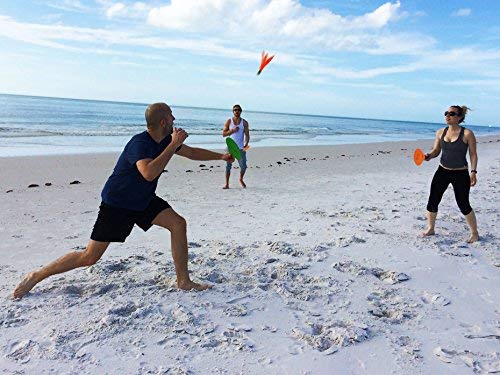 Jazzminton Paddle Ball Game Beach for Family and Friends - 2 Paddles, 2 Birdies, 1 Ball and Carry Bag – Wind Birdie Includ...