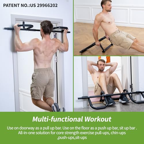 NOWAKE New Version Multi-Grip Pull up bar For Doorway,330lbs Heavy Duty 47.3 Inch Extra Width Portable Functional Ergonomi...