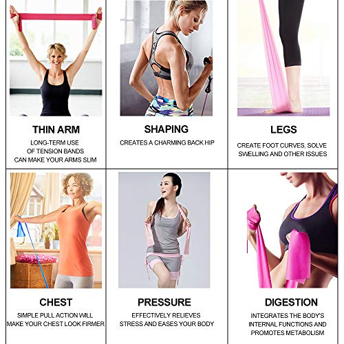Therapy Flat Resistance Bands Set, Latex Free Flat Elastic Exercise Stretch Bands for Stretching, Flexibility, Pilates, Yo...
