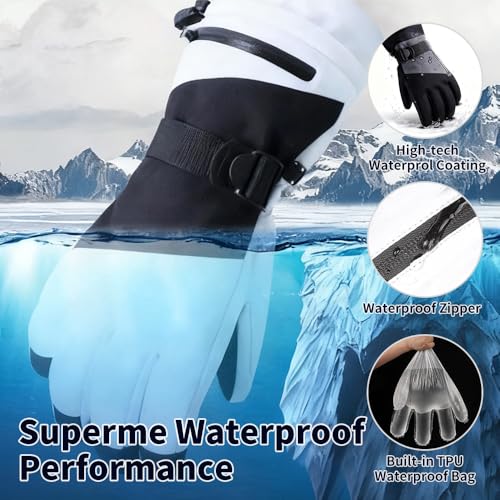 MGGMOKAY Unisex Waterproof Touchscreen Ski Gloves Warm Winter Snow Glove with Pocket for Men Women
