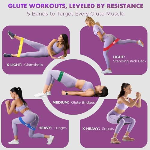 WSAKOUE Fabric Resistance Bands for Working Out – 5 Booty Bands for Women & Men, Exercise Workout Bands for Legs, HIPS & G...