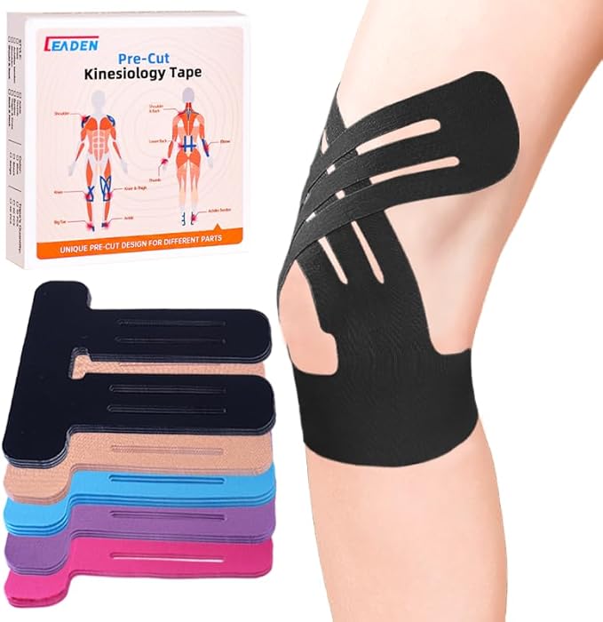 IEADEN Precut Kinesiology Tape for Knees, 10 Pcs, Upgraded, Knee Support & Stability, Knee Pain Relief Athletic Tape - Wat...