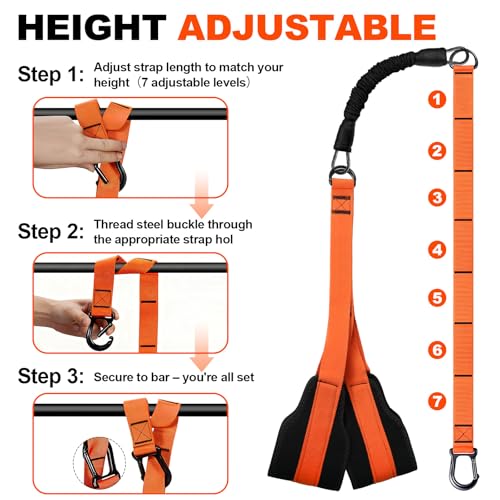 Janhemei Pull Up Assistance Bands 65-260lbs, 4 Heavy Duty Pull Up Resistance Bands with Fabric Feet/Knee Rest for Pull Up ...
