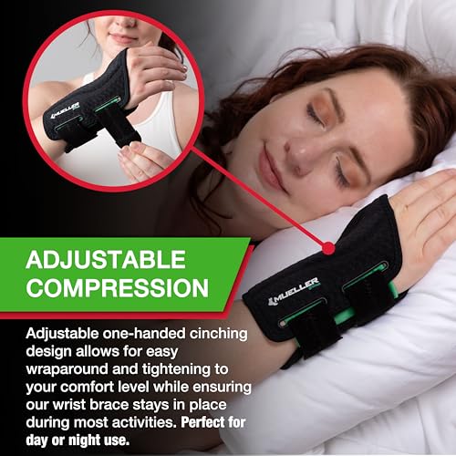 MUELLER Sports Medicine Green Fitted Wrist Brace for Men and Women, Wrist Pain Relief Support, Ideal for Carpal Tunnel, Te...