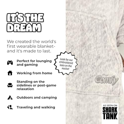THE COMFY Dream | Lightweight Microfiber Fleece Wearable Blanket, Oversized Design Hood & Pocket from Shark Tank, Cozy Gifts