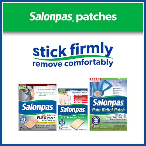 Salonpas Lidocaine 4% Pain Relieving Gel-Patch, 6 Count, for Back, Neck, Shoulder, Knee & Elbow Pain