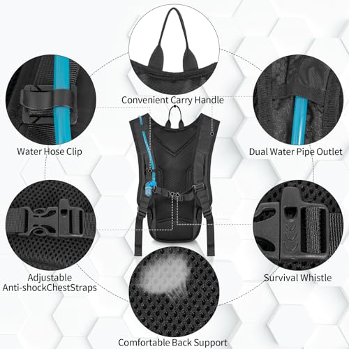 WELIDAY Hydration Backpack with Leak Proof Water Bladder, Lightweight Hydro Water Daypack for Rave, Cycling, Running, Hiki...