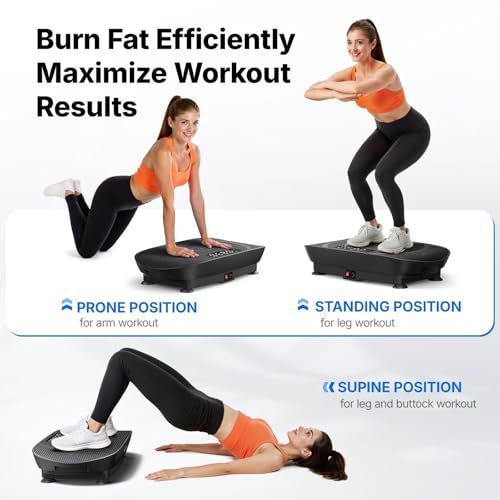 MERACH Vibration Plate Exercise Machine, Curved Vibration Plate for Lymphatic Drainage Weight Loss, Vibrating Plate with R...