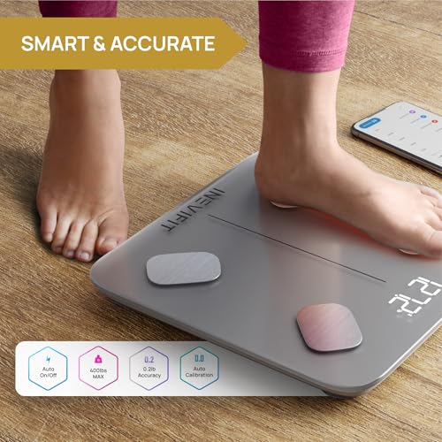 INEVIFIT Smart Body Fat Scale, Highly Accurate Bluetooth Digital Bathroom Body Composition Analyzer, Measures Weight, Body...