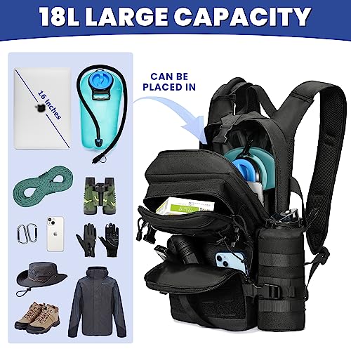 1050D Tactical Hydration Backpack with 3L TPU Water Bladder, Military Molle Water Backpack Perfect for Men & Women, Hydrat...