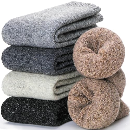 EBMORE Merino Wool Socks for Women Hiking Thermal Warm Winter Thick Boot Cozy Crew Comfy Work Socks for Ladies 5 Pairs