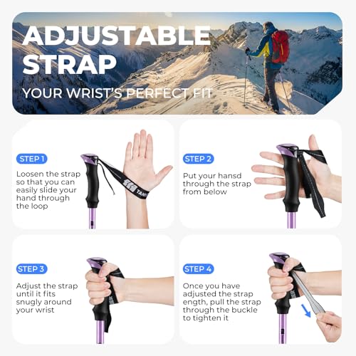 TANSTRIDER Collapsible Hiking Poles Folding Trekking Poles Walking Stick Lightweight Aluminum Hiking Gear with Metal Quick...