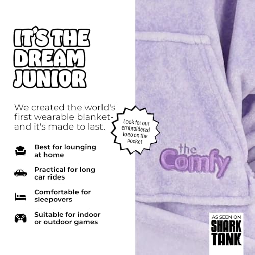 THE COMFY Dream Jr for Kids | Lightweight Microfiber Fleece Wearable Blanket with Hood & Pocket | Seen on Shark Tank