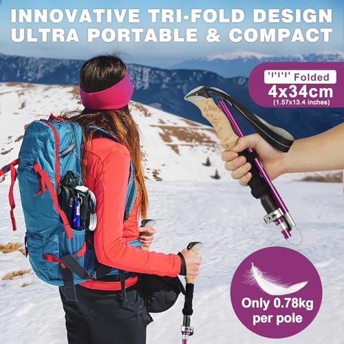 COVACURE Hiking Poles - Aluminum Alloy 7075 Trekking Poles Collapsible with Telescopic,Lightweight & Foldable Collapsible ...