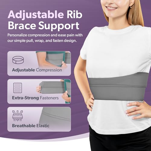 BraceAbility Broken Rib Brace for Women and Men - Rib Protector Compression Wrap, Chest Support Belt for Bruised, Fracture...
