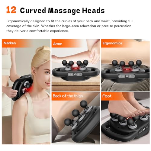 AdamPark 12-Head Massage Gun Set, Deep Tissue Back Massager Muscle Massager Tool Quiet Muscle Massage Gun for Full Body Mu...