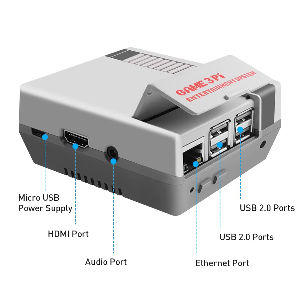 Geeekpi Case For Raspberry Pi 3B+ With Fan, Retro Gaming Nes3Pi Case With Cooling Fan, Pi Heatsinks For Raspberry Pi 2B/3B/3B+