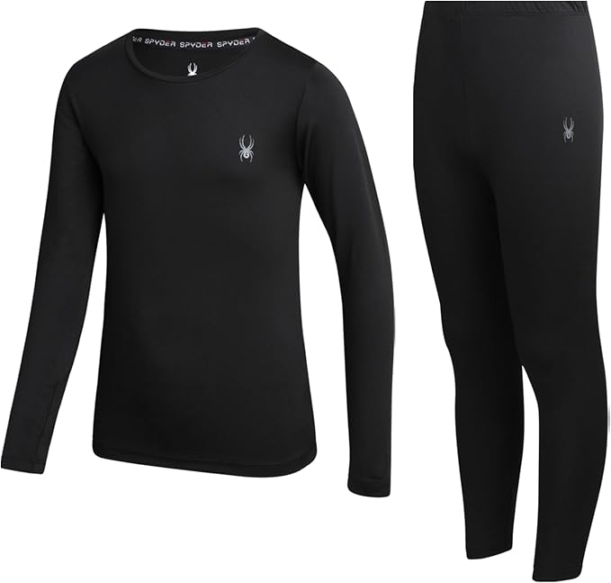 Spyder Kids Thermal Underwear Set - 2 Piece Moisture Wicking Insulated Girls Boys Thermal Set Base Layer Long Johns for Kids