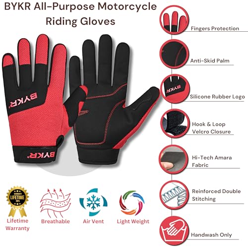 BYKR All-Weather Motorcycle Gloves for Men & Women – Protection for Dirt Bike, BMX, MX, and ATV Riding