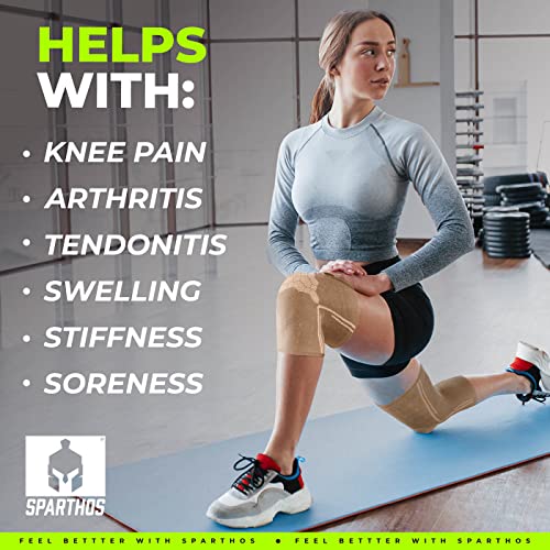 Sparthos Knee Compression Sleeves by (Pair) – Support for Sports, Running – Knee Brace for Men and Women – Elder ACL PCL B...