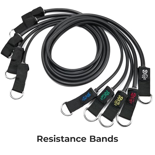 Sunny Health & Fitness Premium Resistance Band Set with Door Anchors, Wrist Straps, Handles Carry Bag Optional Padded Ankl...