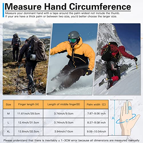 OMECHY Winter Gloves Men Women Warm Waterproof Ski 5 Layer Touch Screen Snow Gloves for Cold Weather