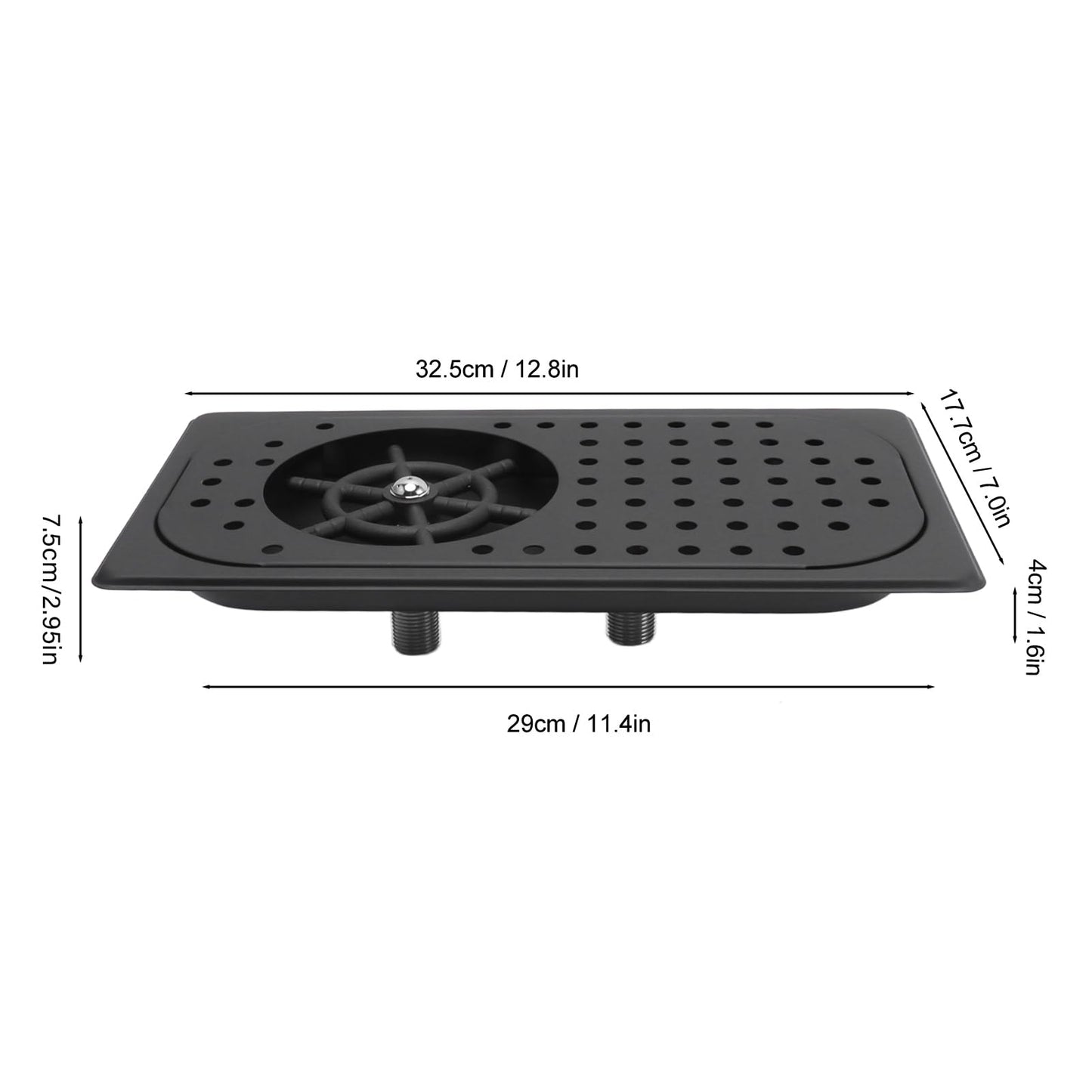 Glass Rinser, Countertop Commercial Pitcher Rinser, High Pressure Cup Washer, Stainless Steel Cup Washer with Drain Drip Tray Hose for Home Kitchen, Restaurant, Bar, Coffee (Black)
