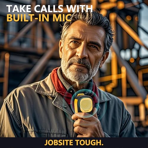 Wearable Bluetooth Speaker,Clip on Wireless Jobsite Water-Resistant Portable Speaker, Built in Mic for Hands-Free/Call, Su...