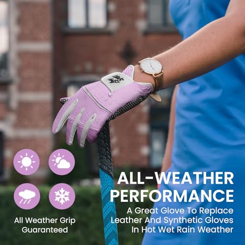 Amy Sport All Weather Grip Golf Gloves Women Value 2 Pack for Left Right Handed Golfer, Upgraded Anti Slip & Comfortable G...