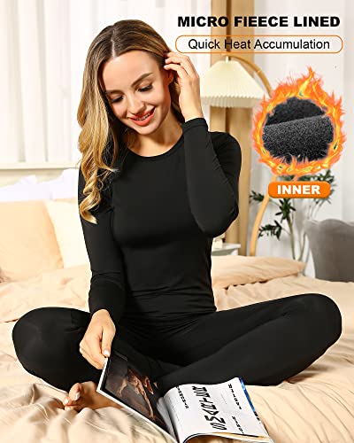 ViCherub Thermal Underwear for Women Fleece Lined Long Johns Base Layer Thermals Top and Bottom Set Cold Weather