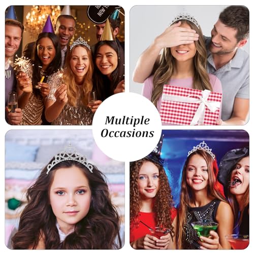 Tihebax 4Pcs Tiaras Crowns Headbands for Women Girls Silver Princess Tiaras Bulk Rapunzel Crowns for Wedding Birthday Crys...