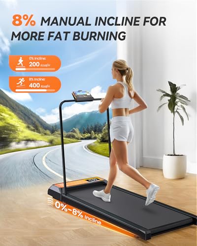 VITALTRACK Walking Pad with Incline and Handle Bar, 2.5 HP Quiet Under Desk Treadmills for Home Small, Portable Walking Pa...