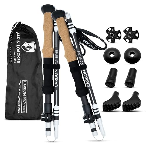 ALPIN LOACKER Collapsible Trekking Poles for Hiking I Carbon or Aluminum Hiking Poles Ultra Lightweight I Adjustable Trekk...