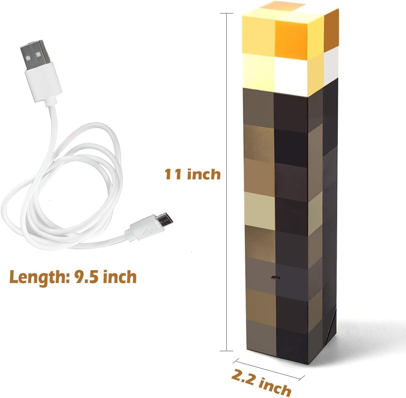 Saderoy Light-up Wall Torch - USB & Battery Operated - 3 Level Brightness - Plastic - Hand Held or Wall Mount - Model FL-HUOJUDENG