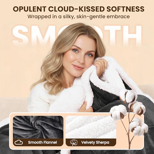 DAILYLIFE Wearable Heated Blanket with Foot Pocket, 52"x72" Electric Blanket with Sleeves for 6 Heat Settings, 12 Hours Ti...
