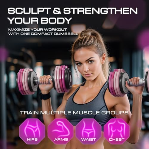 OVELY4YFIT Adjustable Dumbbell, 5-in-1 Weight Options (4.5-22.5LB), Quick 1-Second Weight Adjustment, Anti-Slip Metal Hand...