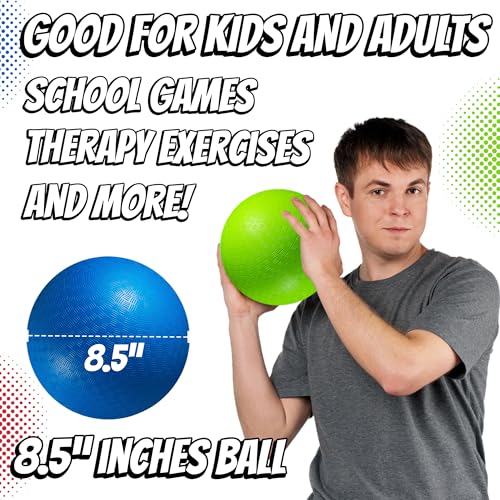 8.5 Inch Playground Balls Dodgeballs for Kids & Adults - (Pack of 6) Inflatable Rubber Indoor Outdoor Bouncy, Kickballs, F...