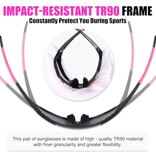 X-TIGER Polarized Sports Sunglasses with 5 Interchangeable Lenses,Mens Womens Cycling Bike Glasses,Baseball Running Fishing
