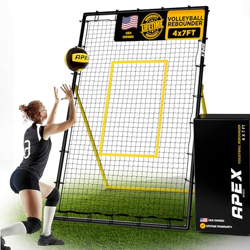 Apex Sports Adjustable Volleyball Rebounder Net 7x4 ft – Bounce Back Training Equipment with Angle Customization for Pract...