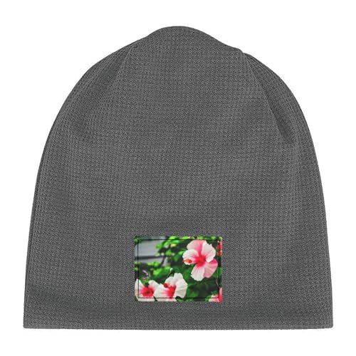 YANYU Hibiscus Flowers Print Lightweight Waffle Pullover Hat Men Women Winter Headwear Outdoor Camping Travel