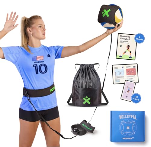 MOTOMY™ Volleyball Training Equipment Aid ‘VolleyPal’ – Solo Rebounder Trainer for Serve, Spike, Set & Pass; Indoor and Ou...