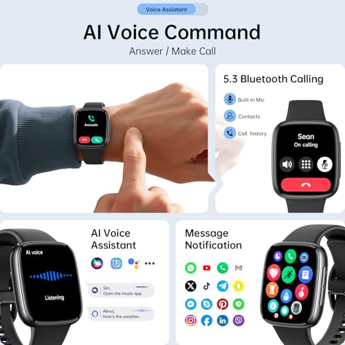 Quican Smart Watches for Women Men with 2 Bands, 1.85-inch AMOLED HD Display (390x450), 12-Day Battery Life, 3ATM Waterpro...