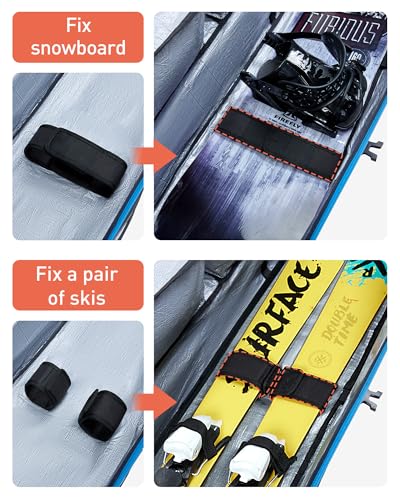 TOURIT Rolling Ski Bag and Ski Boot Bag Combo - Fully Padded Snowboard Bag with Wheels for Air Travel, Wheeled Ski Bag Hol...